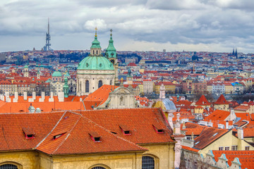Obraz premium Panoramic view on Saint Nicholas Catholic Church in Prague (Praha), Czech Republic