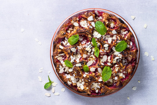 Summer Plums Pie With Almond Flakes