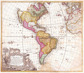 Old Map of South and North America 1746, Homann Heirs