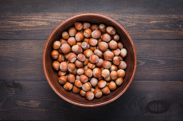 Hazelnut on a dark background.