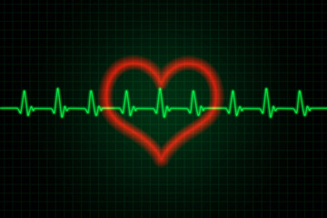 Heart and heartbeat symbol - Green and red colors