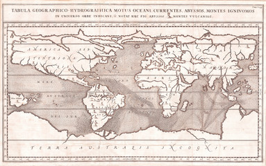 1665, Kircher Map of the World, Earliest Map of World to Show Currents