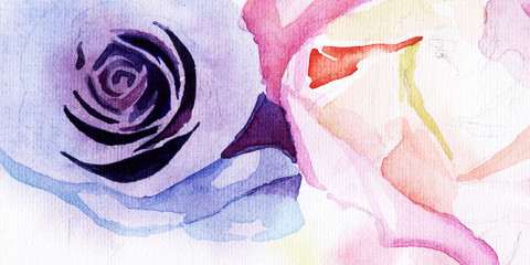 roses bouquet. watercolor. smudges. drops. flowers