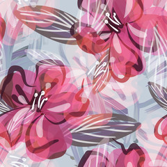 Floral Seamless Pattern. Hand Painted illustration. Artistic Background.