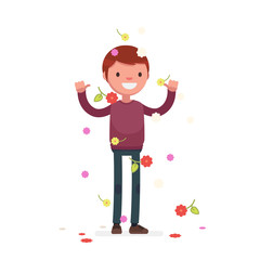Cute people celebrating - Vector illustration