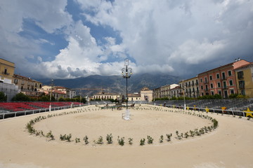 The central square of the medieval town of Sulmona in Italy