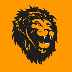 Roaring lion, aggressive logo, vector illustration