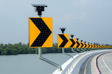 Rows of solar traffic signs.