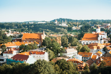 Overlooking Old Town Vilnius city, Lithuania