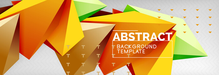 Triangles polygonal background, vector 3d poly template