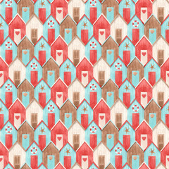 Watercolor house pattern