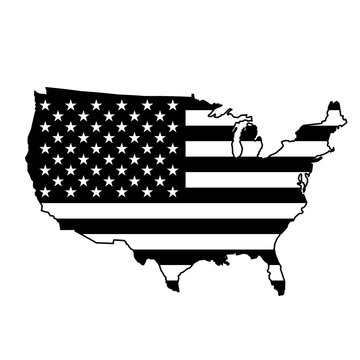 USA map with black flag