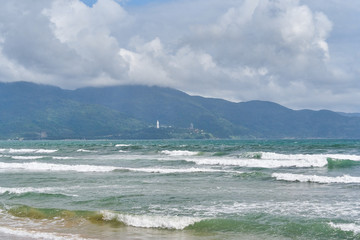 Beautiful cloudy view at My Khe beach, Da Nang, Vietnam