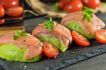 Avocado recipe with salmon