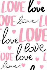 Pattern for Valentine's Day simple line seamless design with hearts