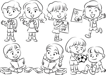 school boy and girl set