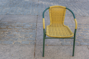 Simple and classic wicker chair with metal frame