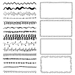 set of hand-drawn doodle frames. Sketch borders