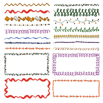 set of hand-drawn doodle frames. Sketch borders