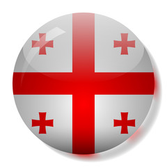 Georgian flag glass button vector illustration