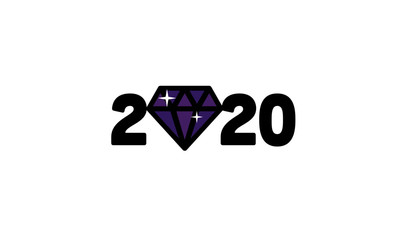 Year 2020 Typography Concept Design with Diamond