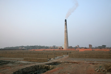 Brickfield in Sarberia, West Bengal, India