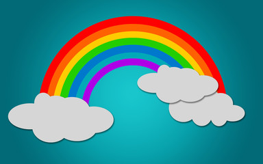 Color rainbow with clouds isolated