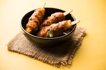 Soya Chaap Curry served in a bowl. Healthy recipe popular in India and Pakistan