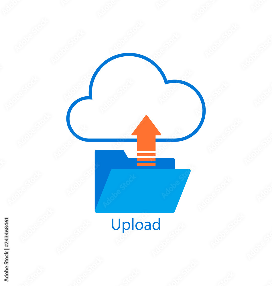 Poster upload. cloud service. vector symbols, icon relating to the cloud computing and storage service. sim