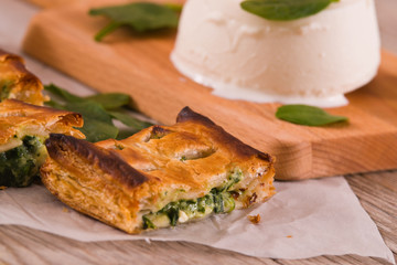 Pie with spinach and ricotta cheese.