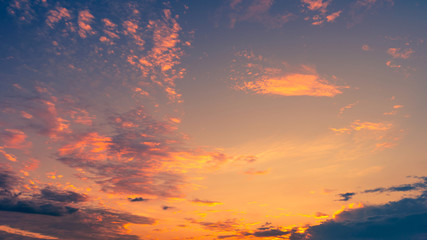 colorful dramatic sky with cloud at sunset