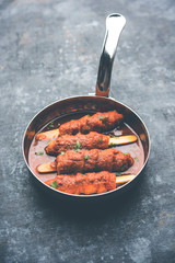 Soya Chaap Curry served in a bowl. Healthy recipe popular in India and Pakistan