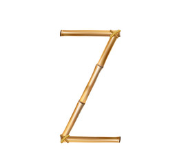 Bamboo alphabet letter Z isolated on white background