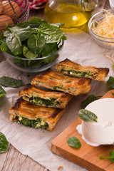 Pie with spinach and ricotta cheese.