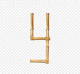 Bamboo letter Y isolated on transparent background
