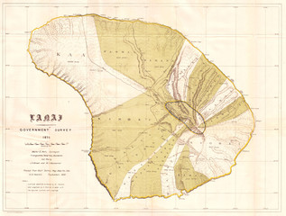 1878, Government Land Office Map of Lanai, Hawaii