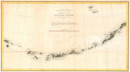 1873, U.S. Coast Survey Map of the Aleutian Islands, Alaska