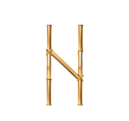 Bamboo alphabet letter N isolated on white background