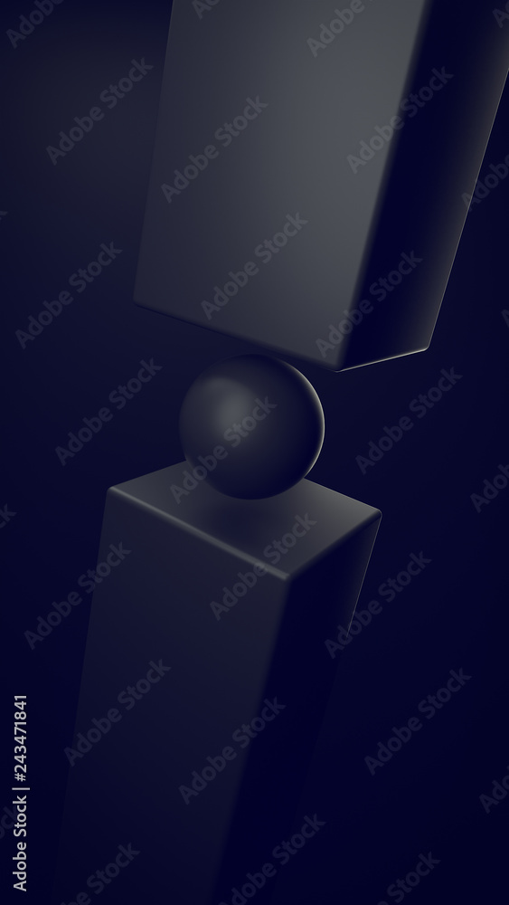Poster abstract background with geometric shapes and sphere in the center. 3d illustration. architecture wa