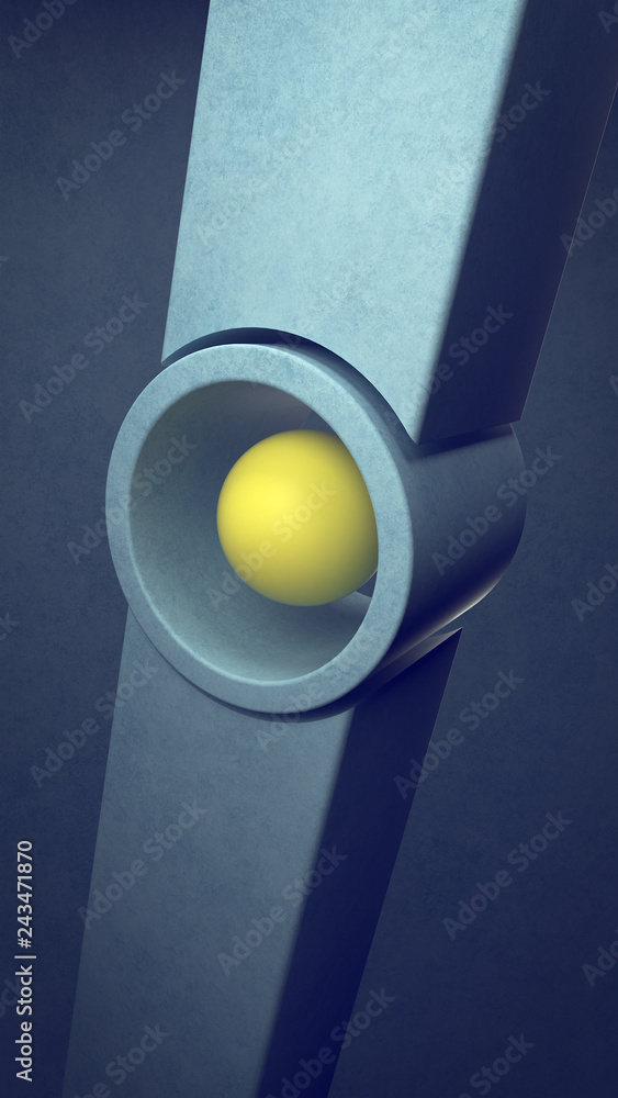 Poster abstract background with geometric shapes and sphere in the center. 3d illustration. architecture wa
