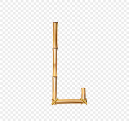 Bamboo letter L isolated on transparent background