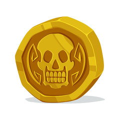 Cartoon gold coin.Game icon.
