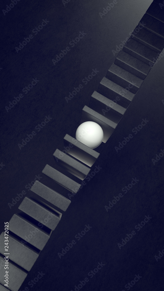 Poster abstract background with geometric shapes and sphere in the center. 3d illustration. architecture wa