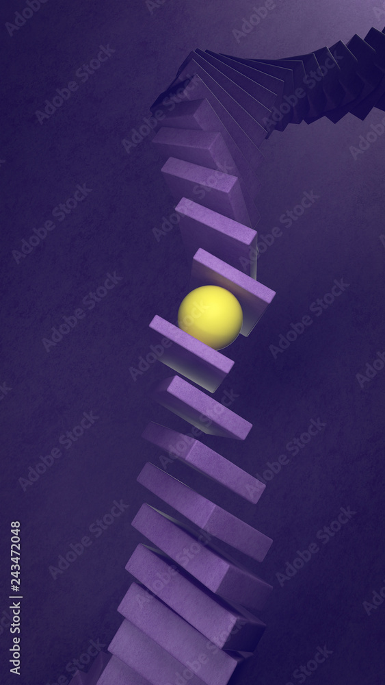 Poster abstract background with geometric shapes and sphere in the center. 3d illustration. architecture wa
