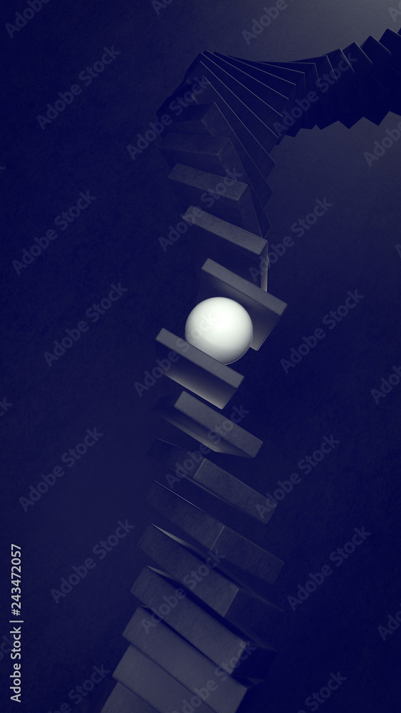 Poster abstract background with geometric shapes and sphere in the center. 3d illustration. architecture wa