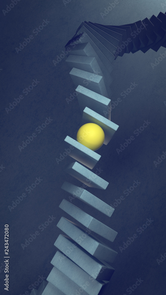 Poster abstract background with geometric shapes and sphere in the center. 3d illustration. architecture wa
