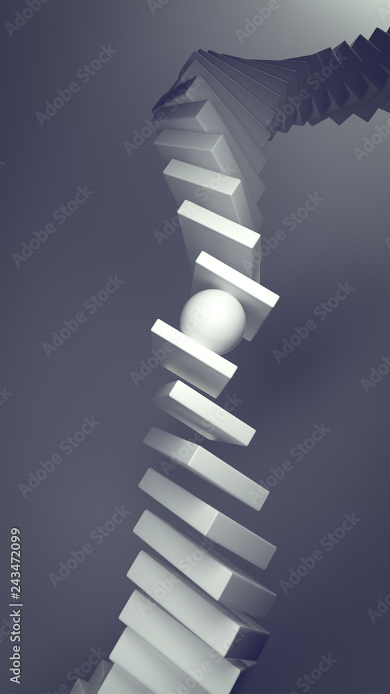 Poster abstract background with geometric shapes and sphere in the center. 3d illustration. architecture wa