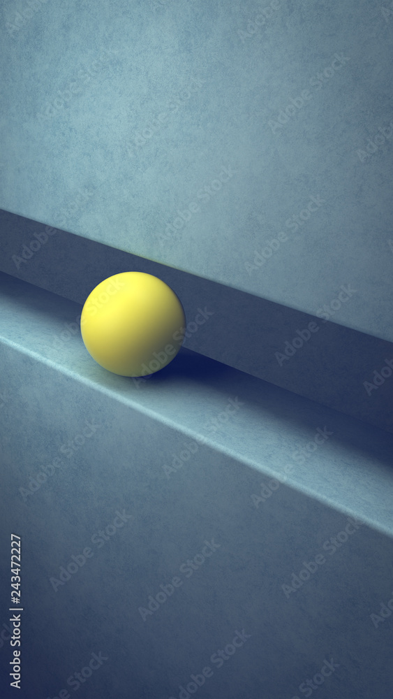 Poster abstract background with geometric shapes and sphere in the center. 3d illustration. architecture wa