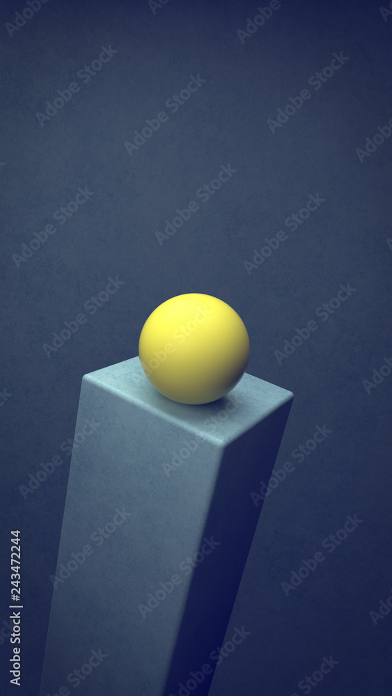 Poster abstract background with geometric shapes and sphere in the center. 3d illustration. architecture wa