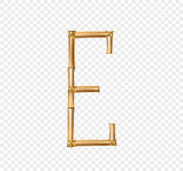 Bamboo letter E isolated on transparent background
